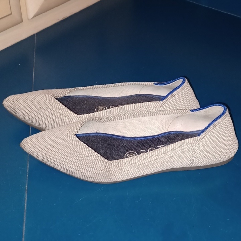 Rothy's Women's Knit The Point Cloud Birdseye Slip-On Flat Shoes Gray Size 6.5